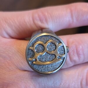 Stainless Steel Brass Knuckle Watch Ring